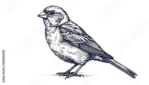Detailed illustration of a small bird