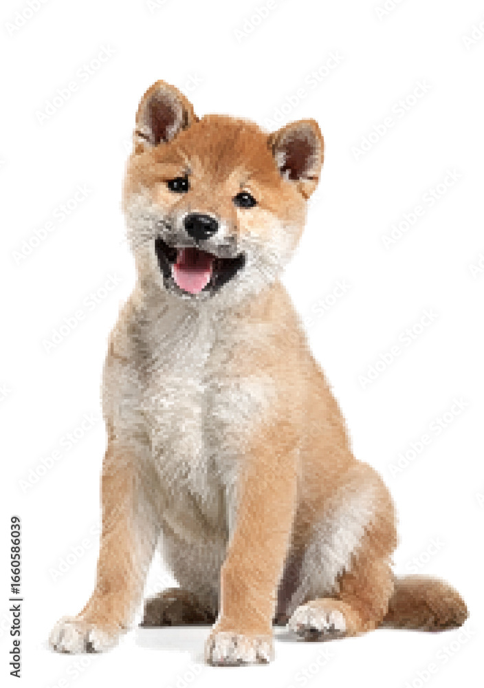 Obraz premium Cute Shiba Inu dog sitting on white background 