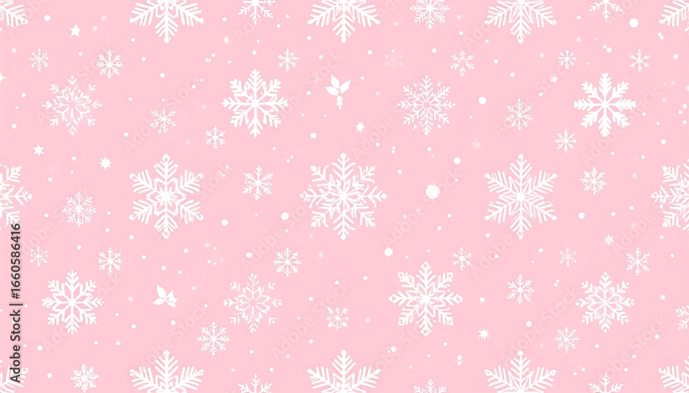 Pink background with white snowflakes