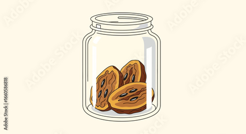 Delicious Pawpaw Fruits Inside A Glass Jar Illustration Graphic Resource