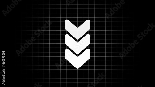 Five 3 Shapes of Arrow Fade in and Fade out Motion Animation. down directional arrow loop animation. Arrow icon concept animation, looping swipe down arrow pointing .