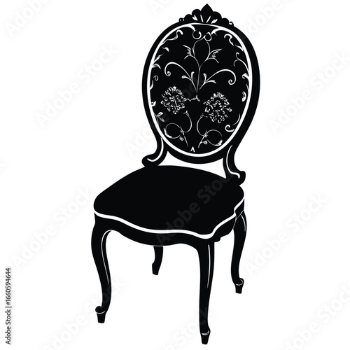 French Provincial Vanity Chair White Carved Wood