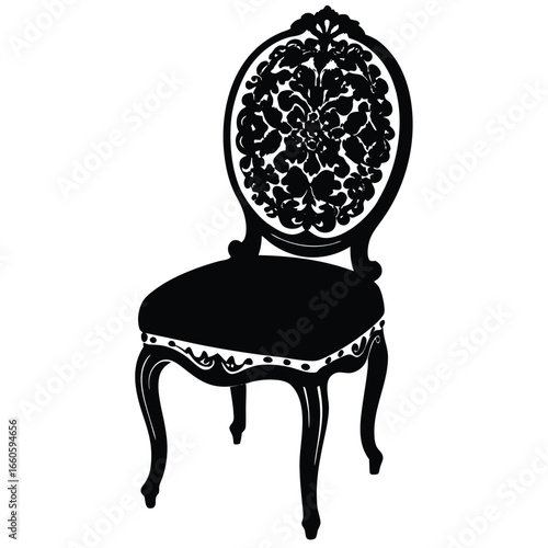 French Provincial Vanity Chair White Carved Wood