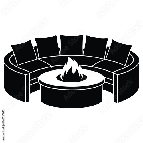 Outdoor Fire Pit Seating Set Circular Sectional