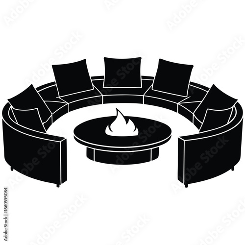 Outdoor Fire Pit Seating Set Circular Sectional