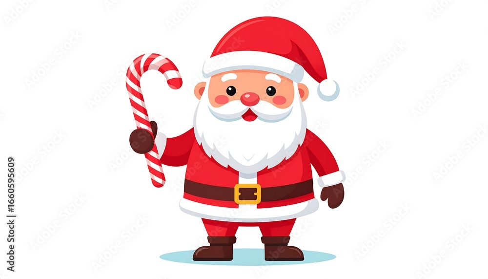 Obraz premium Cheerful Santa with Candy Cane.