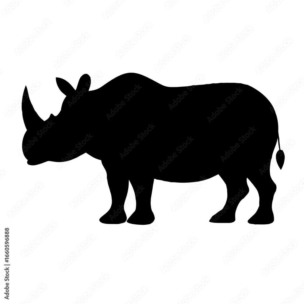 Fototapeta premium Powerful Rhino Silhouette: Strong, Bold, Black and White Vector Illustration
