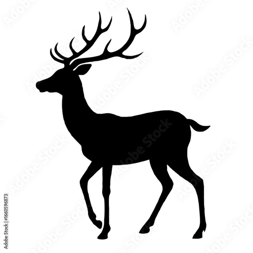 Elegant Stag Silhouette: Majestic, Dark Profile, Wildlife Vector Graphic