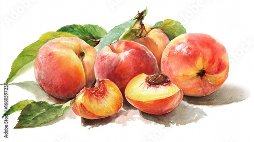 Vibrant Watercolour Peaches Set for Design Projects