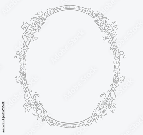 Oval baroque vintage frame. Monogram wedding frame.