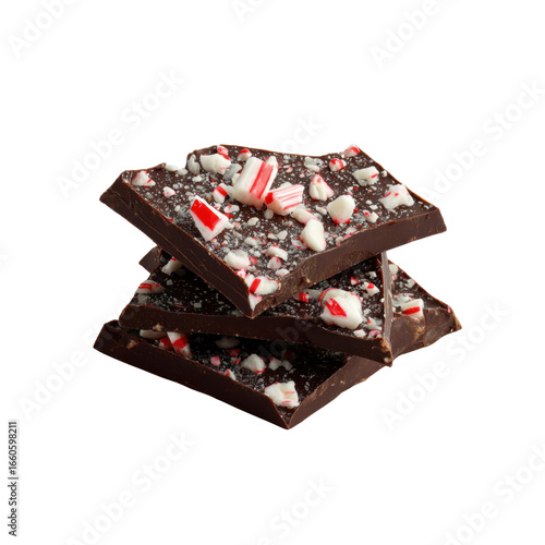 Delicious Dark Chocolate Peppermint Bark Pieces Stacked
