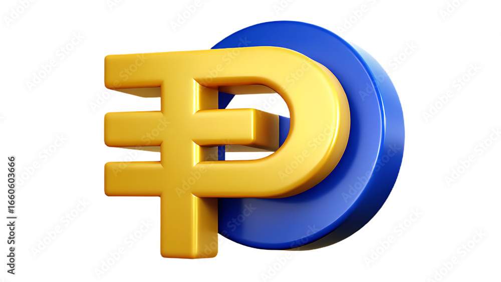 Fototapeta premium Philippine peso symbol isolated on transparent background
