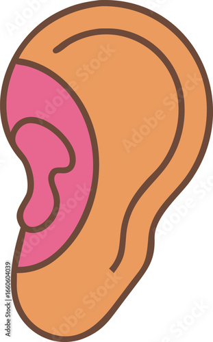 Stylized Ear Illustration for Hearing and Anatomy Educational Resources and Healthcare Marketing Materials with Pink and Orange Tones Depicting Biological Design