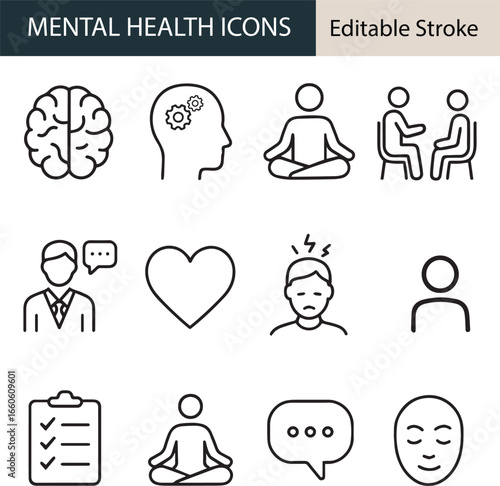 Wallpaper Mural Mental Health Line Icons Torontodigital.ca