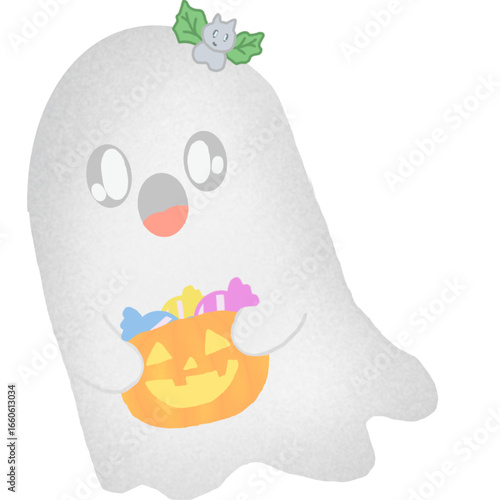 The ghost with halloween pumpkin 