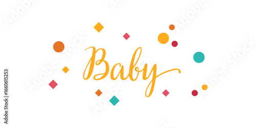 Card template with a multi-colored inscription. Vector illustration for gender reveal party