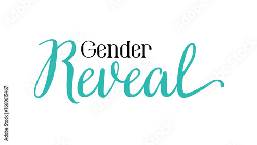Card template with a multi-colored inscription. Vector illustration for gender reveal party