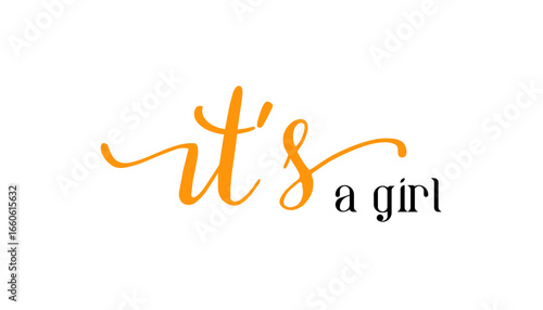 Card template with a multi-colored inscription. Vector illustration for gender reveal party