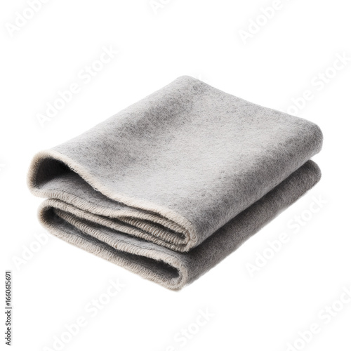 Gray blanket is folded in half