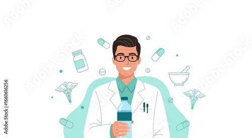 Medical Professional Promoting Hydration And Wellness In Healthcare Setting