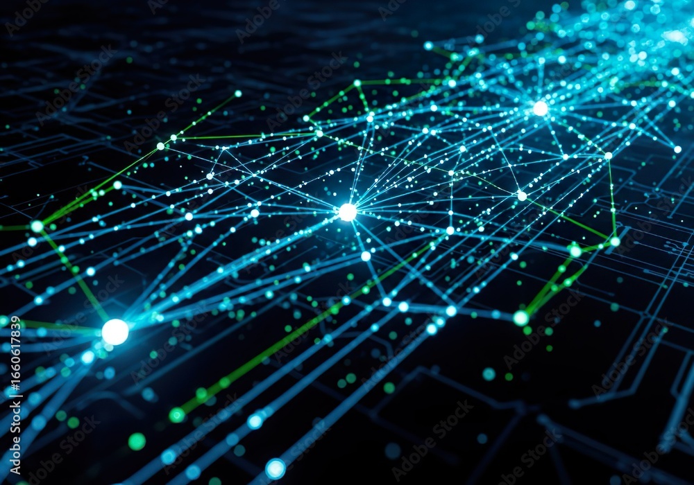 Obraz premium Global Connection: Abstract Neural Network and Digital Data Flow