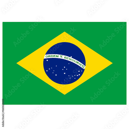 Minimal vector illustration of Brazil’s national flag in modern flat design. Clean Brazilian flag vector art in bold scalable professional style