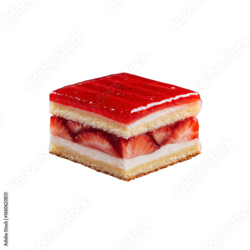 Delicious Strawberry Cake Slice with Glaze
