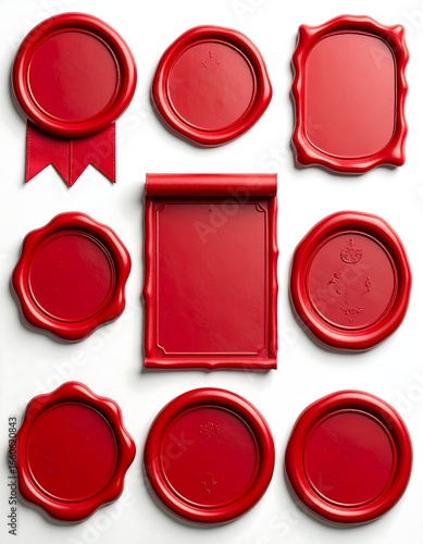 Red wax seals in various shapes