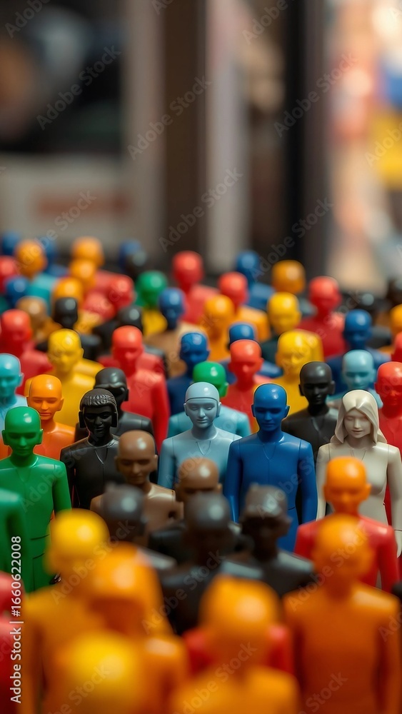Fototapeta premium Multi-colored people figures People representing different groups communities and cultures Consumer