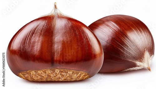 Chestnut Isolated on White Background – Full Depth of Field
