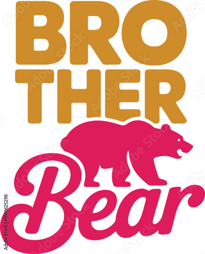 Brother Bear Graphic Design: Sibling Bond Illustration with Bear Silhouette for Apparel