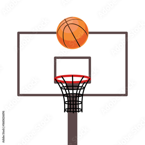 Basketball hoop and ball sport equipment vector illustration 