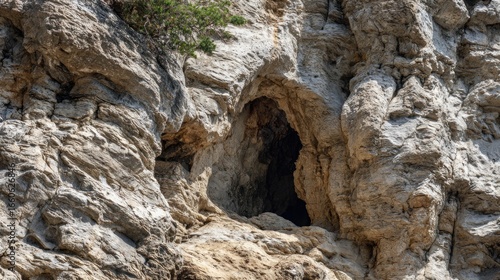 Cave entrance in rocky terrain