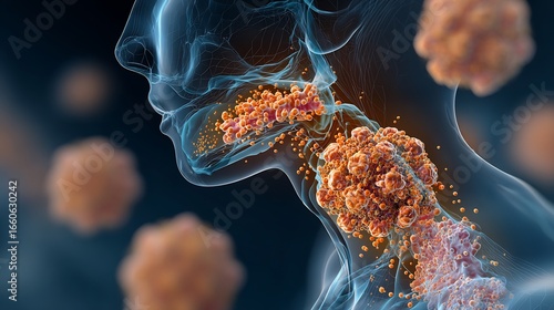 Sjogrens syndrome autoimmune disorder visualization salivary gland immune attack clean medical illustration