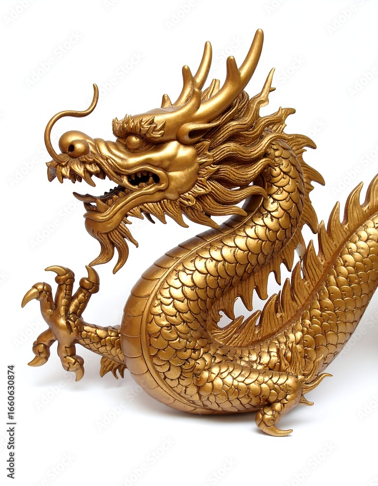 Fototapeta premium Golden dragon figurine close-up