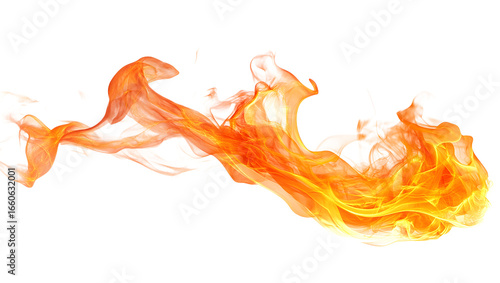 Orange flame swirl isolated on a transparent background