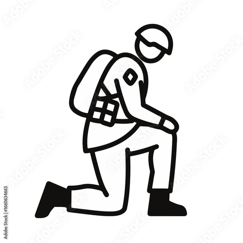 Soldier kneeling in honor, paying respect, symbol of duty, courage, and sacrifice during a military tribute or memorial.