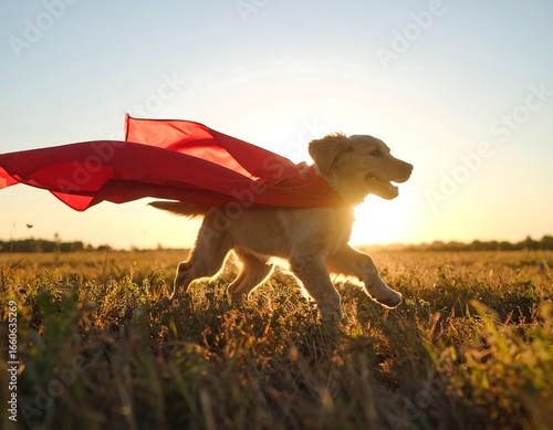 Wallpaper Mural Golden Retriever Puppy Superhero Sunset Run. Torontodigital.ca