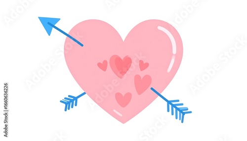Pink heart with love arrows