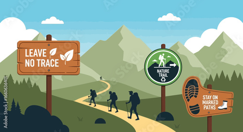 Nature Trail Adventures With Leave No Trace And Stay On Paths Signage