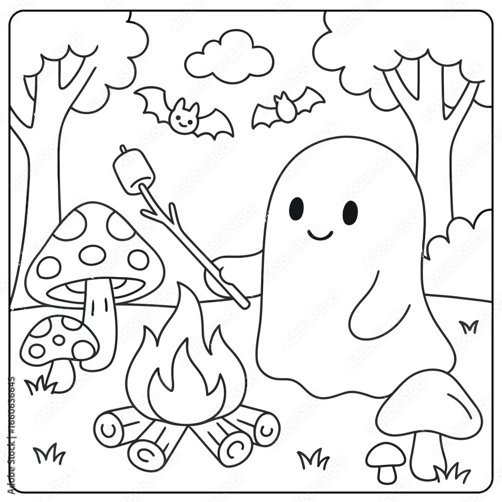 Obraz premium A collection of funny cartoon monsters, black and white outline illustrations for a children's coloring book, featuring cats, dogs, and other whimsical fairytale animals