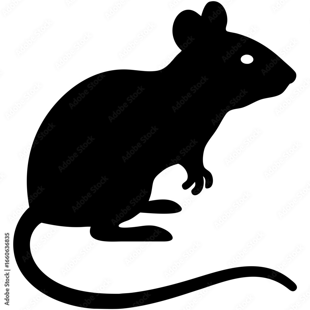 Obraz premium Black Silhouette Mouse Icon: Simple, Bold, Vector Graphic Illustration