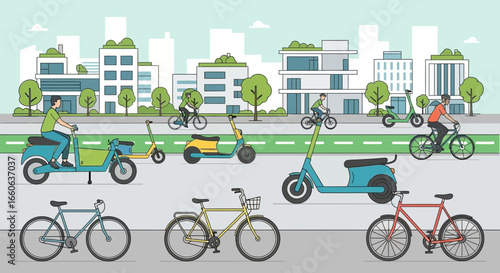 Sustainable Urban Mobility Options In City Street Environment