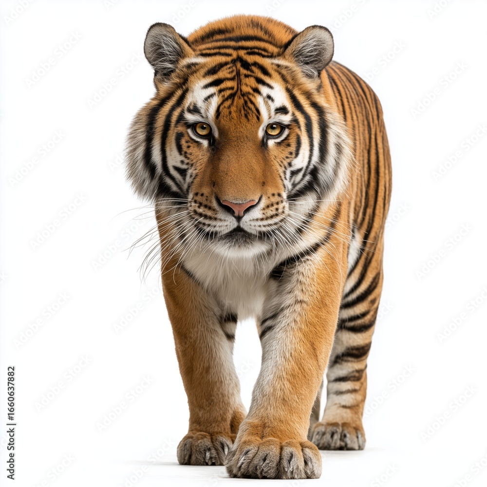 Obraz premium Majestic Tiger Stance - Powerful Wild Animal , white background cut out PNG