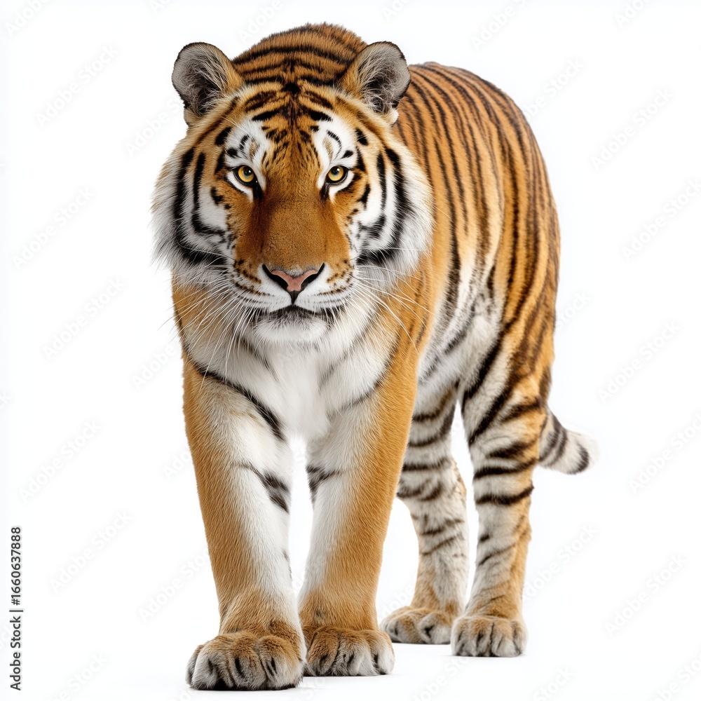 Fototapeta premium Majestic Tiger Portrait - Powerful Predator in Nature , white background cut out PNG