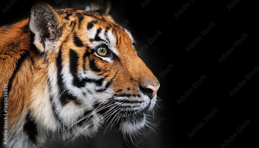 Fototapeta premium close up of a tiger s face against a black background
