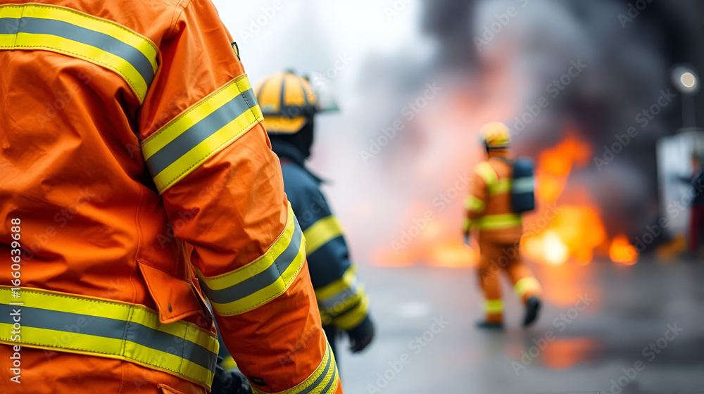 Obraz premium Fire retardant clothing worn by firefighters in case of emergency.