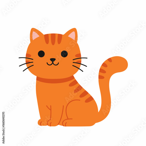Cute Cat Cartoon Illustration for Kids Coloring Book