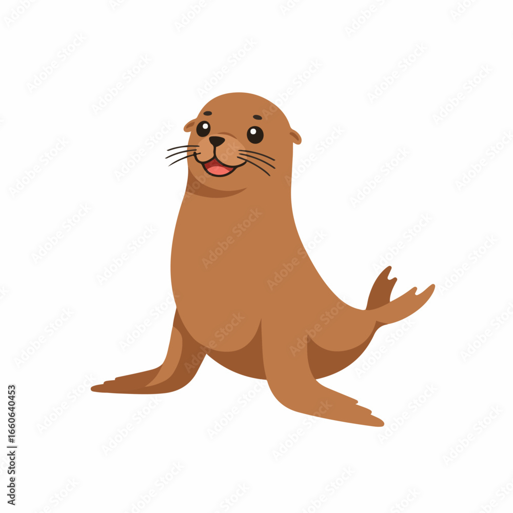 Obraz premium Cute Sea Lion Cartoon Illustration for Kids Coloring Book