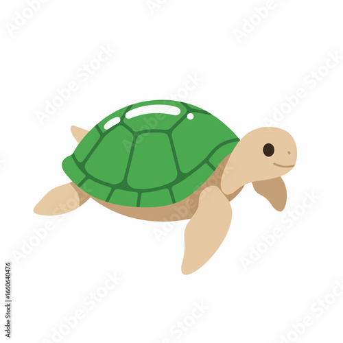 Cute Sea Turtle Cartoon Illustration for Kids Coloring Book